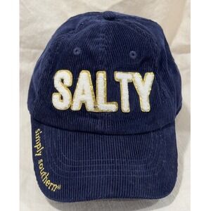 Simply Southern Salty Navy Blue Corduroy Chenille Glitter Patch Baseball Hat Cap